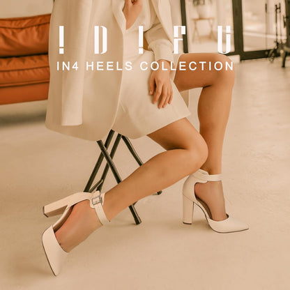 Women'S IN4 Pedazo High Block Heels Pumps Pointed Closed Toe Ankle Strap Dress Wedding Shoes