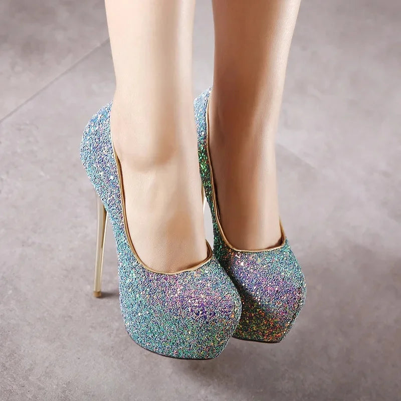 Women High Heels Pumps Fashion Flock Womens Sandals Platform Wedding Pumps Casual Thin Heels Womens Shoes Heels
