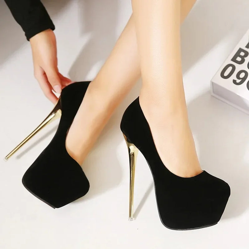 Women High Heels Pumps Fashion Flock Womens Sandals Platform Wedding Pumps Casual Thin Heels Womens Shoes Heels